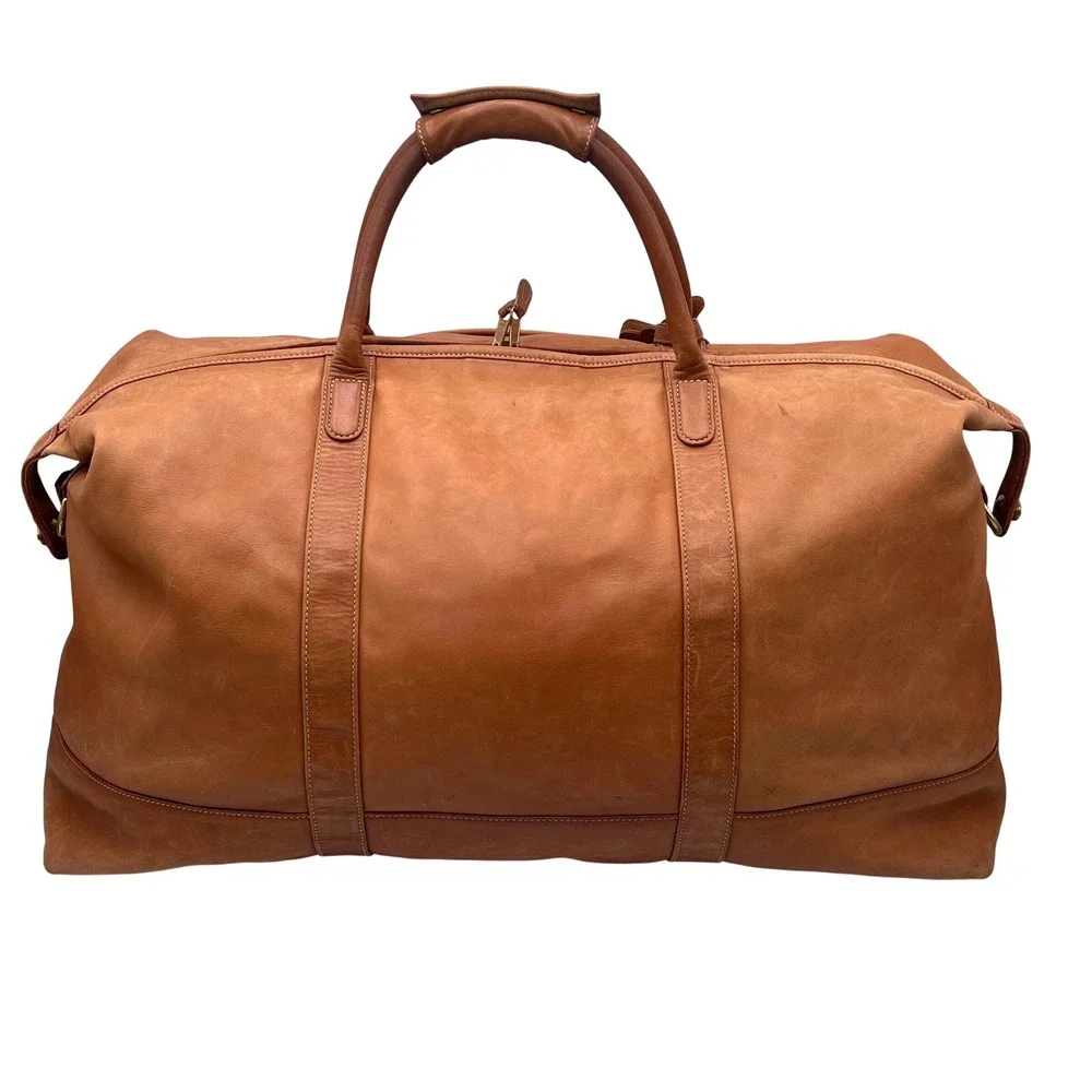 Vintage Coach British Tan Leather Duffle Bag USA Made Weekender 234-0550
